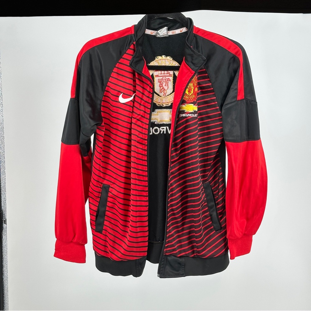 Vintage Nike Manchester United Red Black Men's‎ Small Track Soccer Jacket